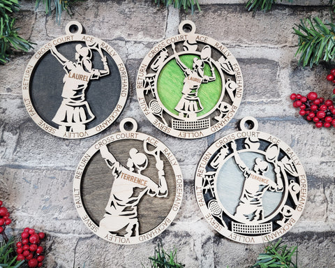 Personalized Tennis Player Sports Circle Ornament