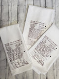 Personalized Recipe Keepsake Towel - Sublimation on Microfiber Hand Towel