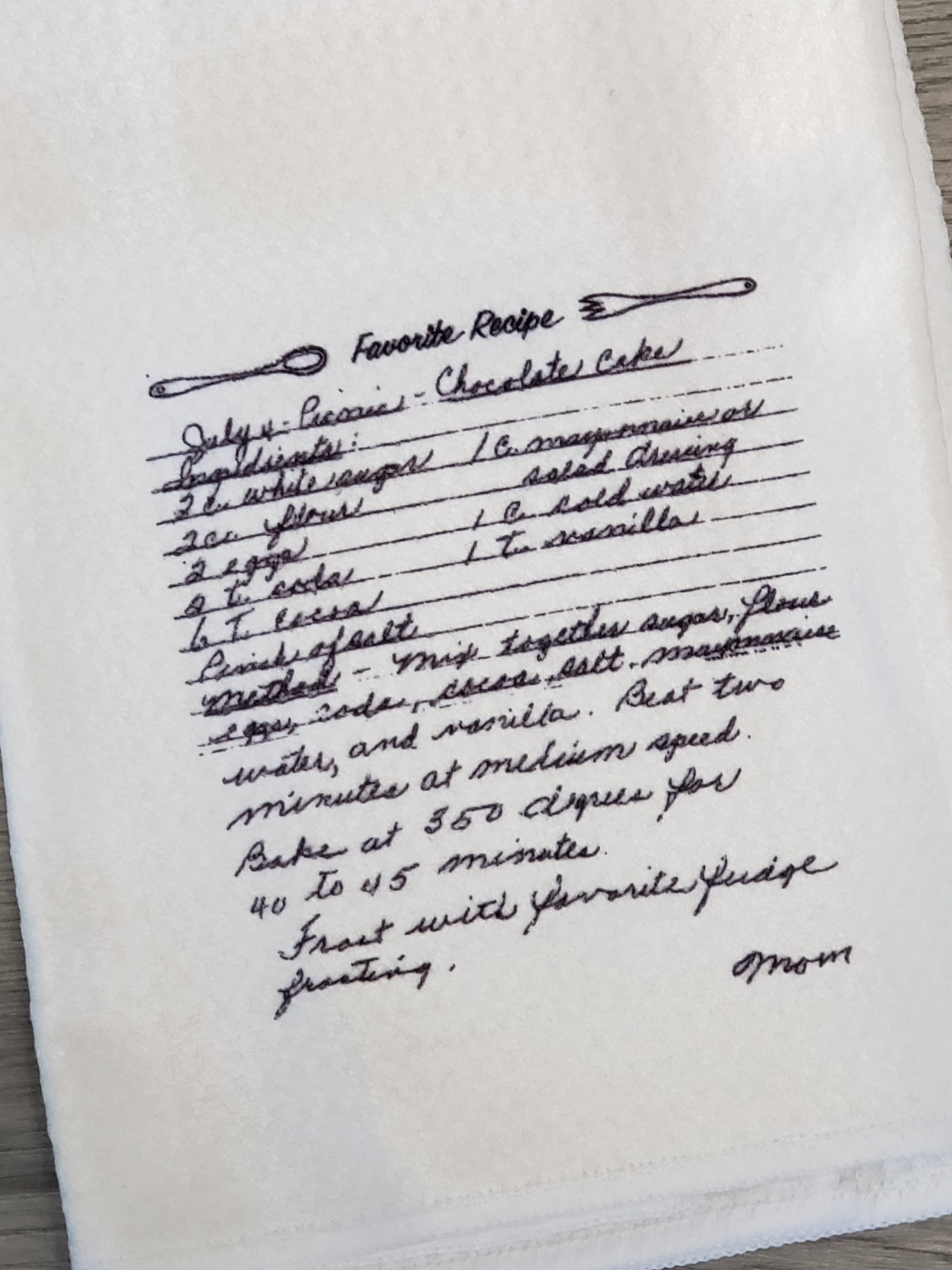 Handwritten Recipe Tea Towel – Original or Cleaned Image Option