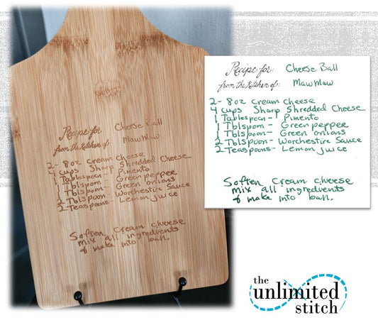 Handwritten Recipe Bamboo Cutting Board – Laser Engraved Family Heirloom