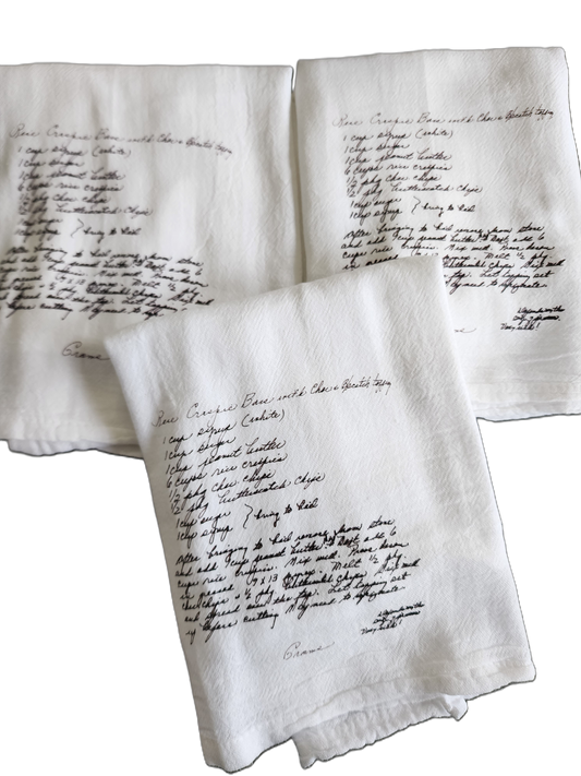 Handwritten Recipe Tea Towel – Original or Cleaned Image Option