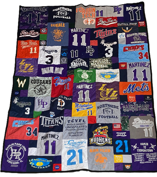 Crazy Quilt T-Shirt Quilt — Custom Graphic-Focused Keepsake Quilt