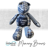 Memory Bear Made from Loved One's Clothing - Small
