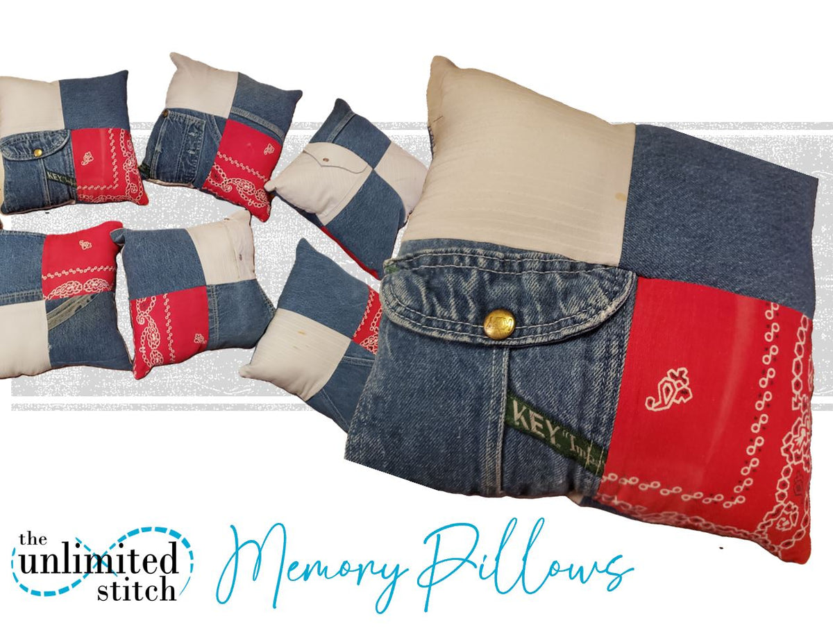 Patchwork Keepsake Memory Pillow Made from Loved Ones
