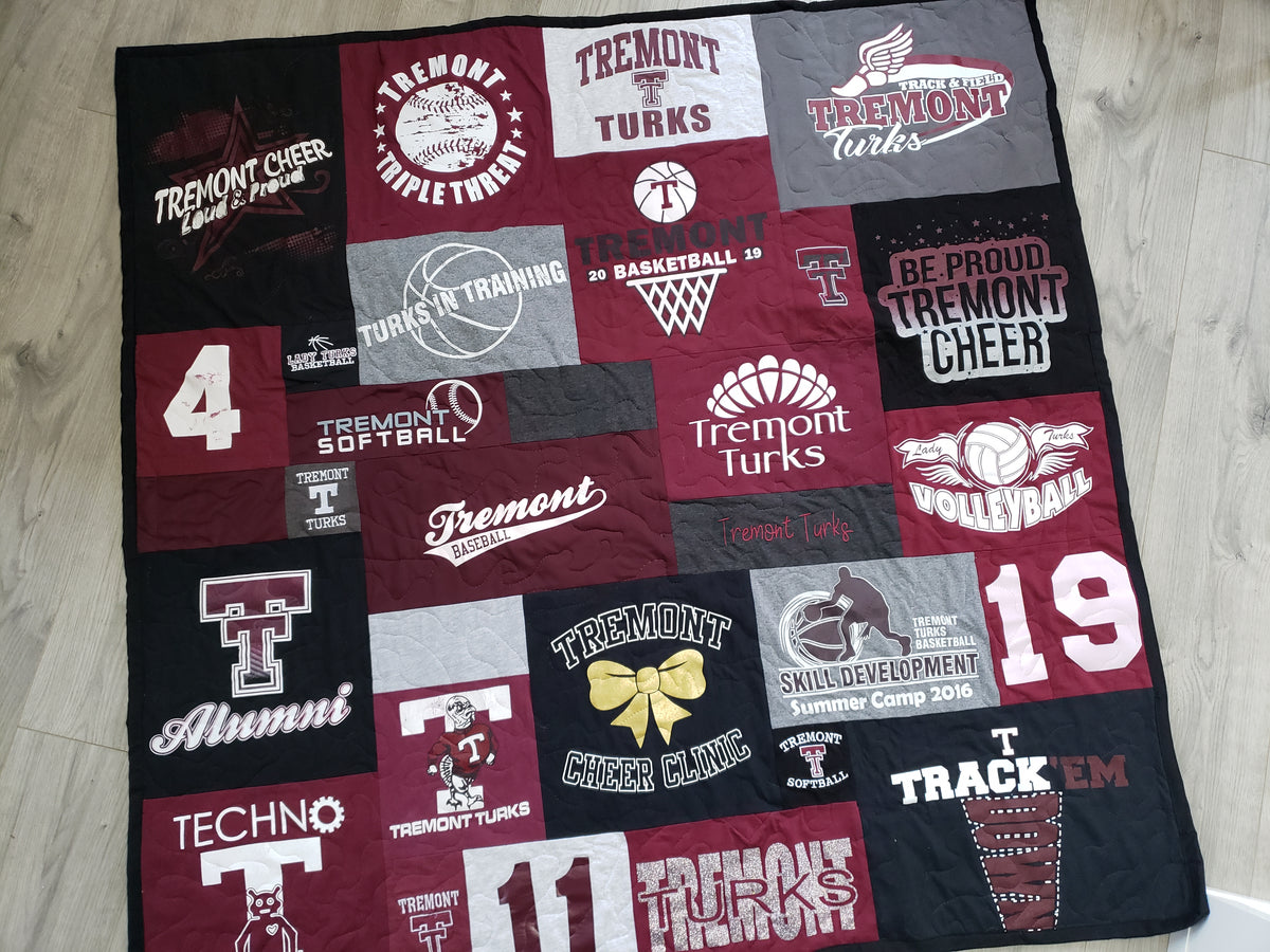 Graduation T-Shirt Quilt, DEPOSIT for Handmade Blanket Sports Jersey C