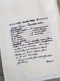 Handwritten Recipe Tea Towel – Original or Cleaned Image Option