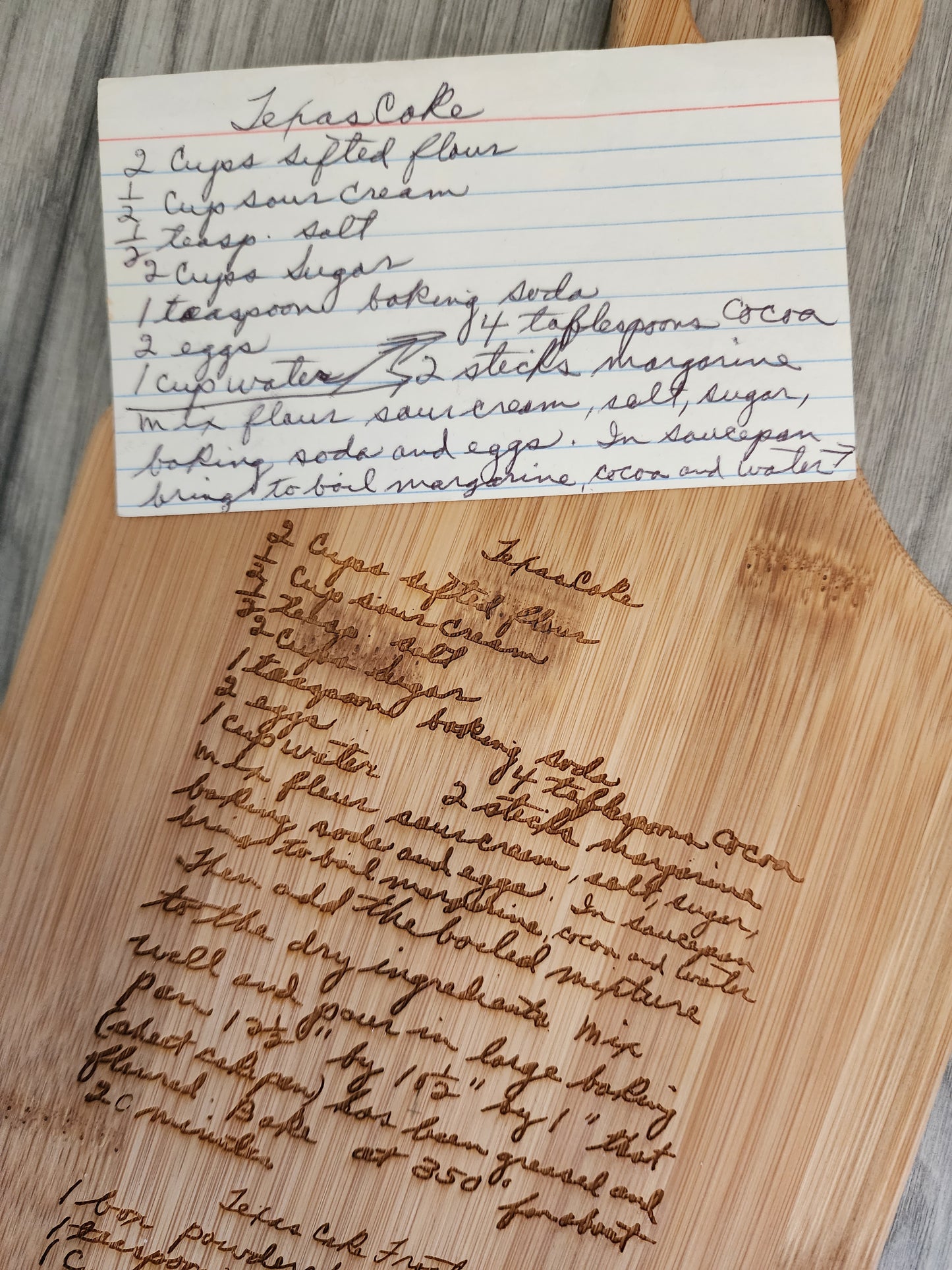 Handwritten Recipe Bamboo Cutting Board – Laser Engraved Family Heirloom