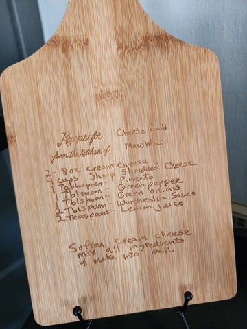 Personalized Recipe Keepsake Paddle Cutting Board