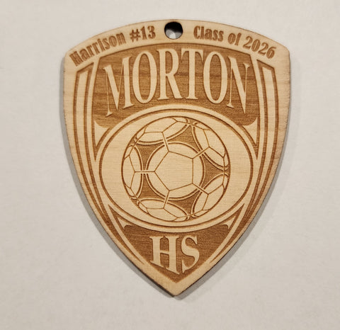 Personalized Morton High School Soccer Crest Ornament