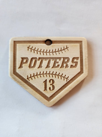 Potters Baseball/Softball Homeplate Wooden Ornament
