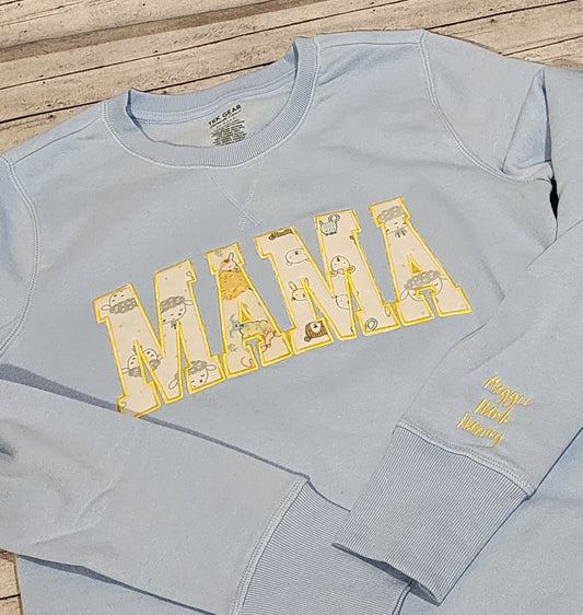 Custom Baby Clothes Appliqué MAMA Crewneck Sweatshirt