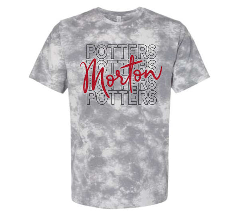 Morton POTTERS Stacked Gray Tie Dye Spirit Shirt