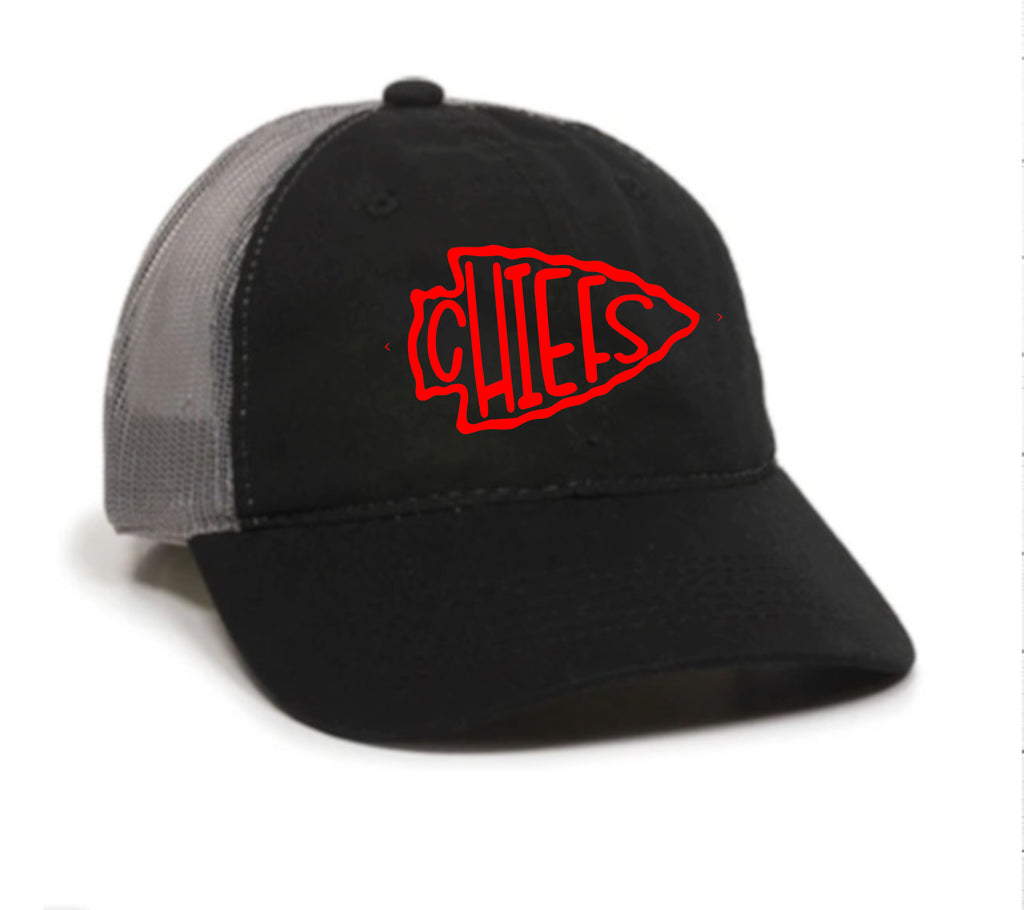 Chiefs in Arrowhead Unstructured Trucker Hat – The Unlimited Stitch