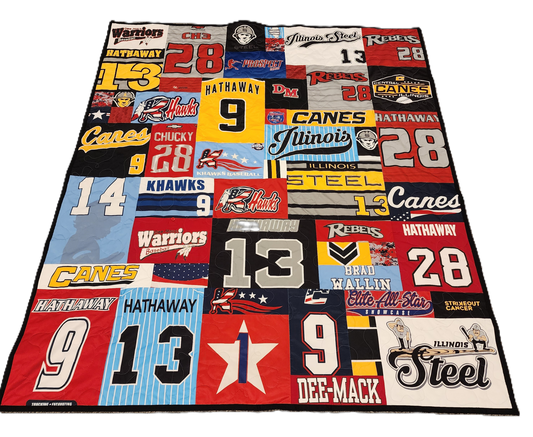 Crazy Quilt T-Shirt Quilt — Custom Graphic-Focused Keepsake Quilt