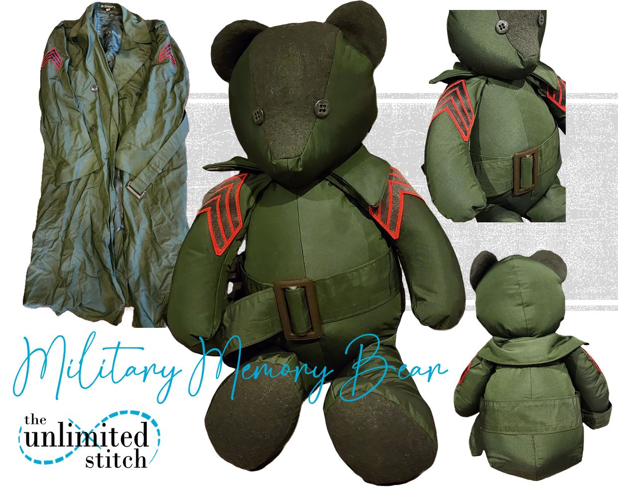 Military Memory Bear from Uniforms | 18" Service Keepsake Bear