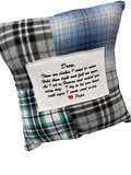 Patchwork Keepsake Memory Pillow Made from Loved Ones Clothing or Shirts