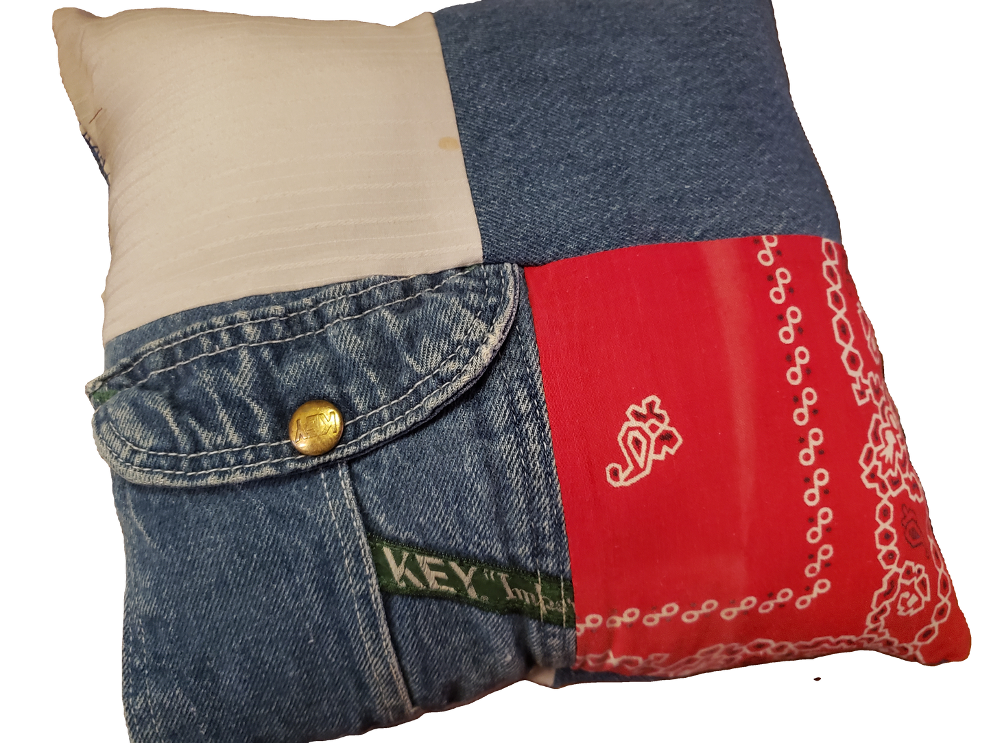 Patchwork Keepsake Memory Pillow Made from Loved Ones Clothing or Shirts