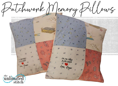 Patchwork Keepsake Memory Pillow Made from Loved Ones Clothing or Shirts