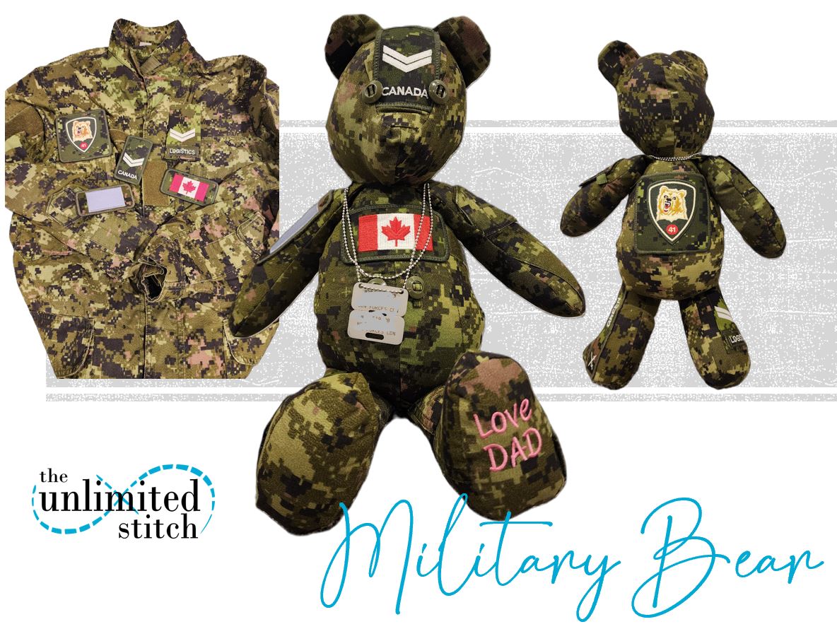 Military Memory Bear from Uniforms | 18" Service Keepsake Bear