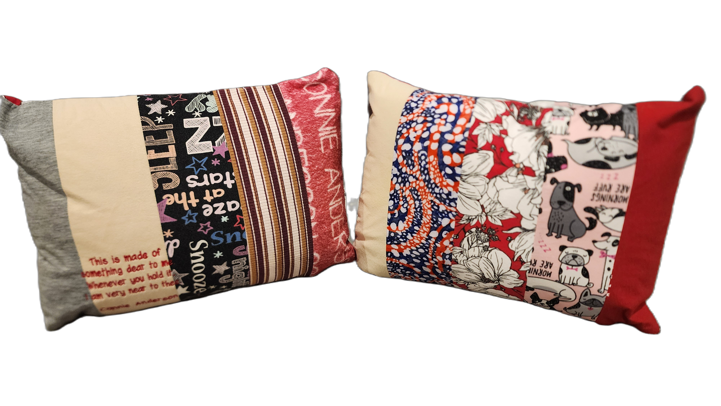 Patchwork Keepsake Memory Pillow Made from Loved Ones Clothing or Shirts