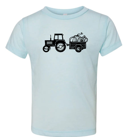 Pumpkin Tractor Iced Blue Tee - Toddler/Youth
