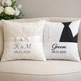 Custom Memory Pillow Set Made from Wedding Dress & Groom’s Shirt