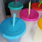 24 oz. Re-Useable Color Change Cup with Lid and Straw