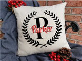 Personalized Name Pillow - Split Block Font with Leaves Frame