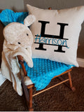 Personalized Name Pillow for Baby/Child's Room (Split Single Roman Monogram with Name)