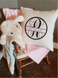 Peronalized Name Pillow for Baby/Child Room (Split Vine in Circle Monogram)