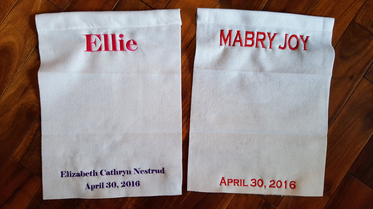 Embroidered Two Lines Name/Text - Customer Provided Item
