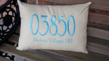 Embroidered Zip Code Cotton Pillow