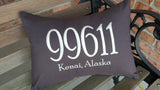 Embroidered Zip Code Cotton Pillow