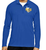 Distressed BSS Cross on 1/4 Zip Long Sleeved Performance Pull Over