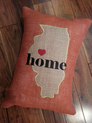 Custom Burlap State Home Pillow