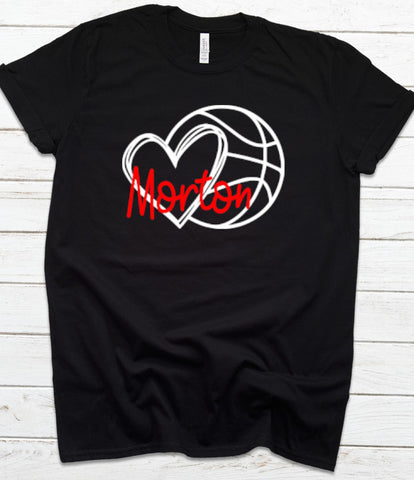 Morton Basketball with Heart Tee
