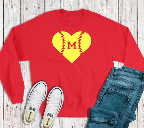 Softball M Heart Sweatshirt